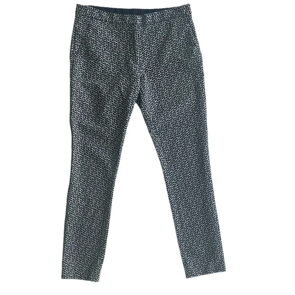 Tory Burch Callie Jacquard Pants Stretch Flat Front Geometric Size 2